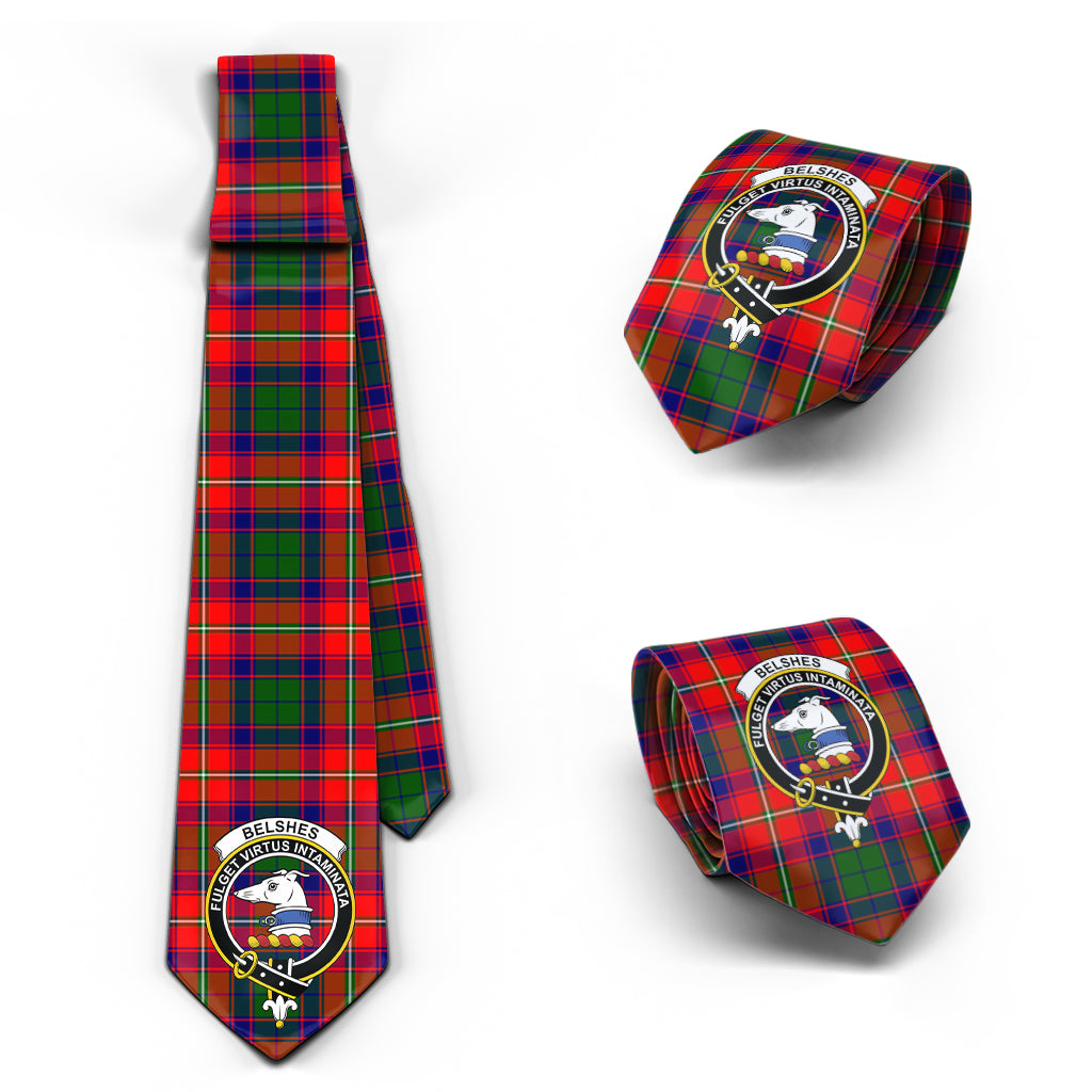 Belshes Tartan Classic Necktie with Family Crest Necktie One Size - Tartan Vibes Clothing