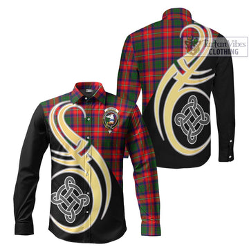 Belshes Tartan Long Sleeve Button Shirt with Family Crest and Celtic Symbol Style Men's Shirt S - Tartan Vibes Clothing