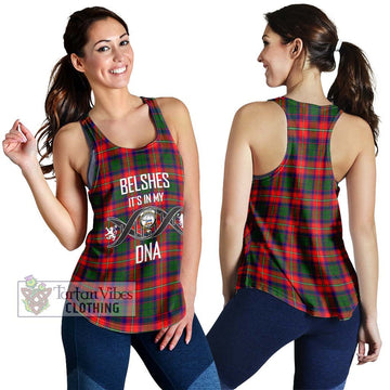 Belshes Tartan Women's Racerback Tanks with Family Crest DNA In Me Style 4XL - Tartan Vibes Clothing