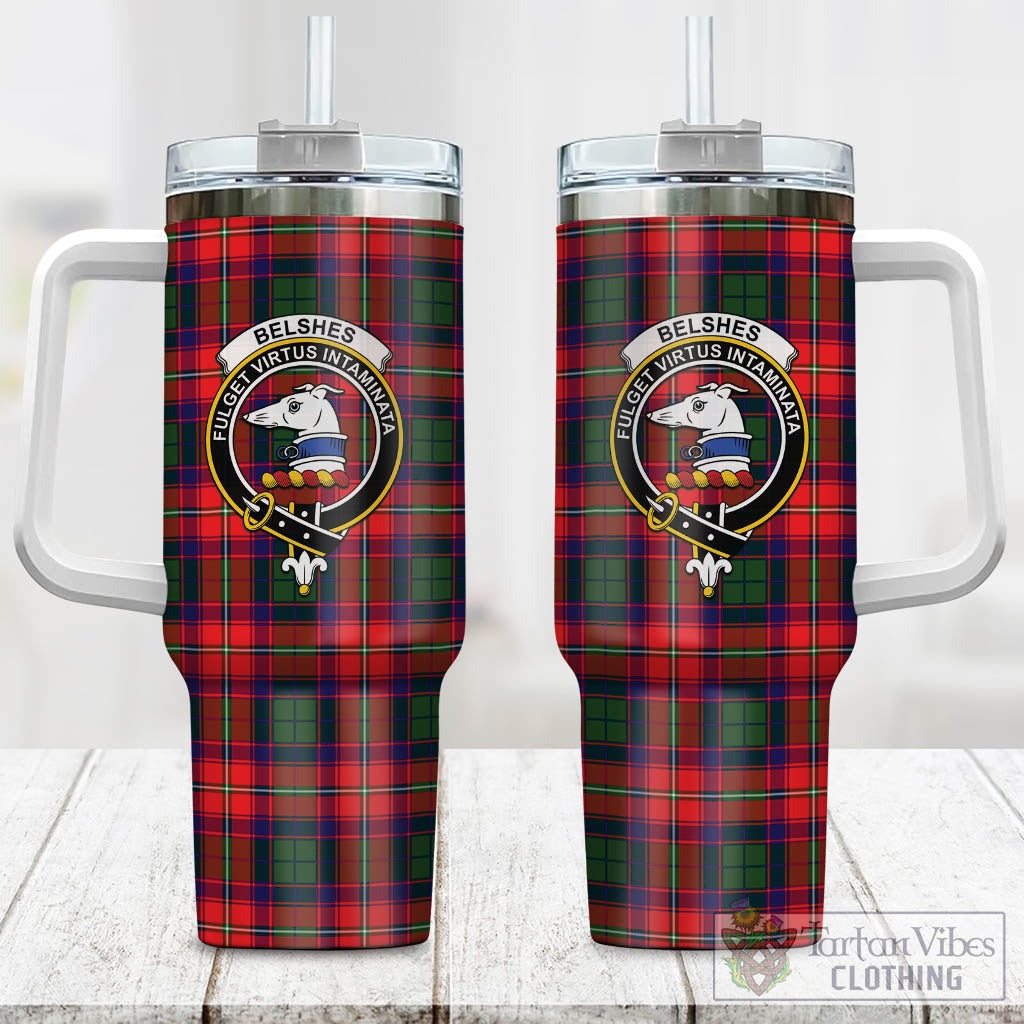 Belshes Tartan Tumbler with Handle with Family Crest One Size 40 OZ - Tartan Vibes Clothing