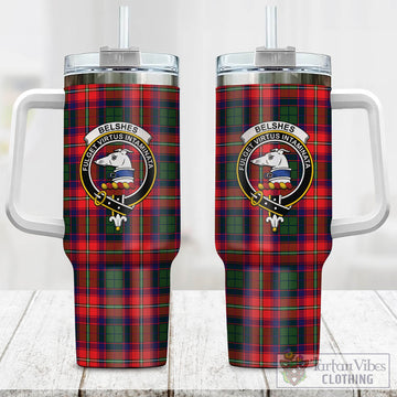 Belshes Tartan Tumbler with Handle with Family Crest One Size 40 OZ - Tartan Vibes Clothing