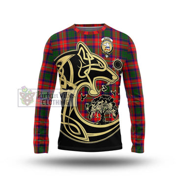 Belshes Tartan Long Sleeve T-Shirt with Family Crest Celtic Wolf Style Unisex - Tartan Vibes Clothing