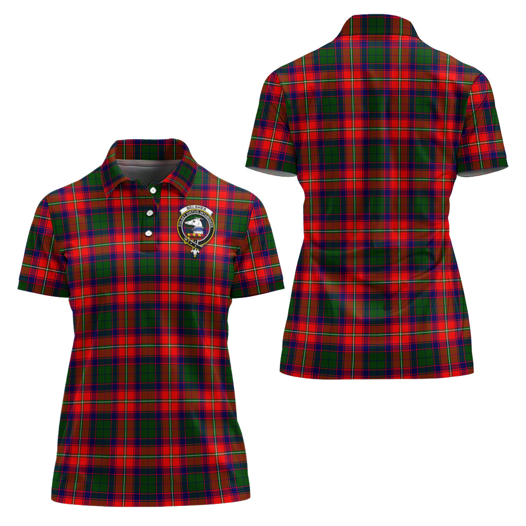 Belshes Tartan Polo Shirt with Family Crest For Women Women - Tartanvibesclothing