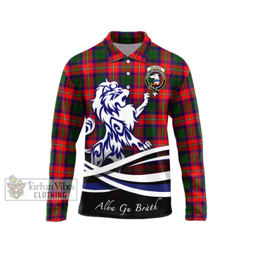 Belshes Tartan Long Sleeve Polo Shirt with Alba Gu Brath Regal Lion Emblem Unisex - Tartan Vibes Clothing