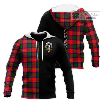 Belshes Tartan Knitted Hoodie with Family Crest and Half Of Me Style Unisex Knitted Pullover Hoodie - Tartan Vibes Clothing