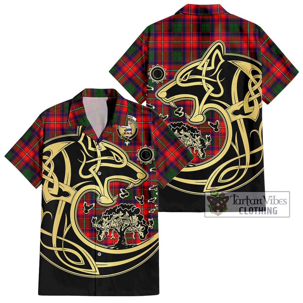 Belshes Tartan Hawaiian Shirt with Family Crest Celtic Wolf Style Kid - Tartan Vibes Clothing