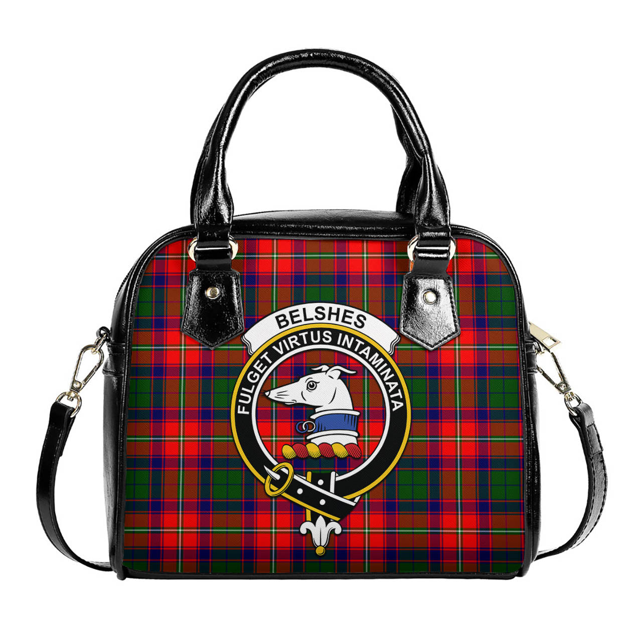 Belshes Tartan Shoulder Handbags with Family Crest One Size 9*21*24 cm (3.54*8.27*9.45 inches) - Tartan Vibes Clothing