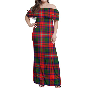 Belshes Tartan Off Shoulder Long Dress Women's Dress - Tartan Vibes Clothing