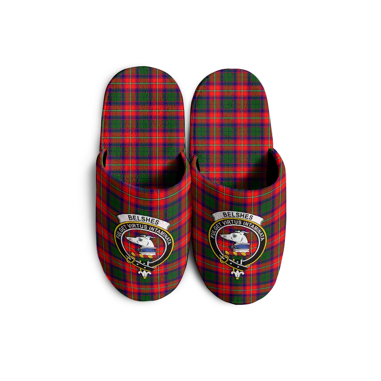 Belshes Tartan Home Slippers with Family Crest - Tartanvibesclothing