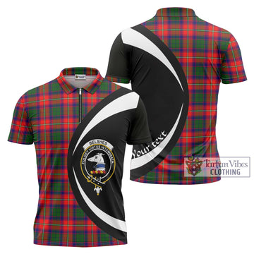 Belshes Tartan Zipper Polo Shirt with Family Crest Circle Style Unisex - Tartan Vibes Clothing
