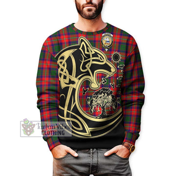 Belshes Tartan Sweatshirt with Family Crest Celtic Wolf Style Unisex - Tartan Vibes Clothing