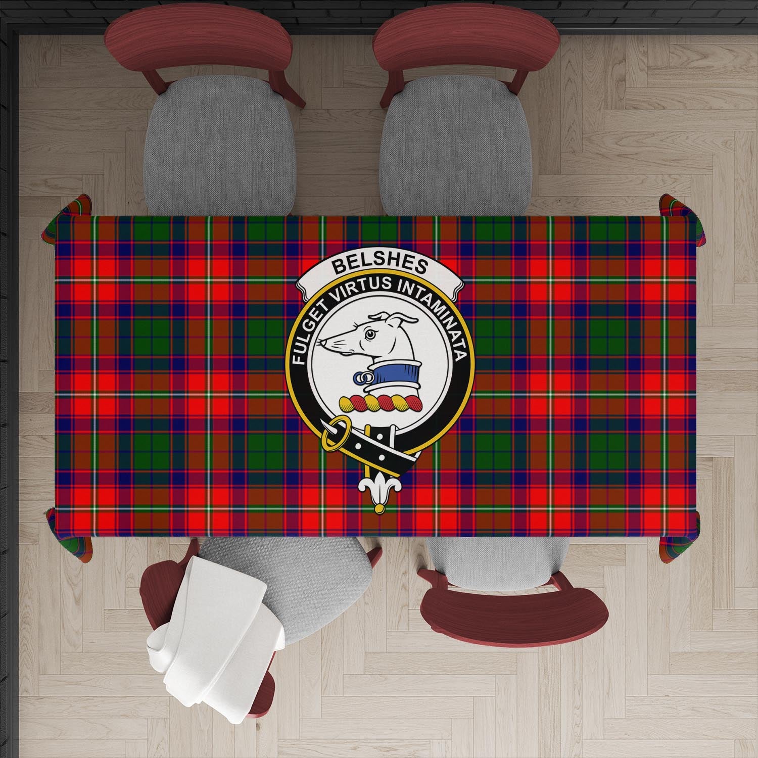 Belshes Tartan Tablecloth with Family Crest XL 57.1"x70.9"(145x180cm) - Tartan Vibes Clothing