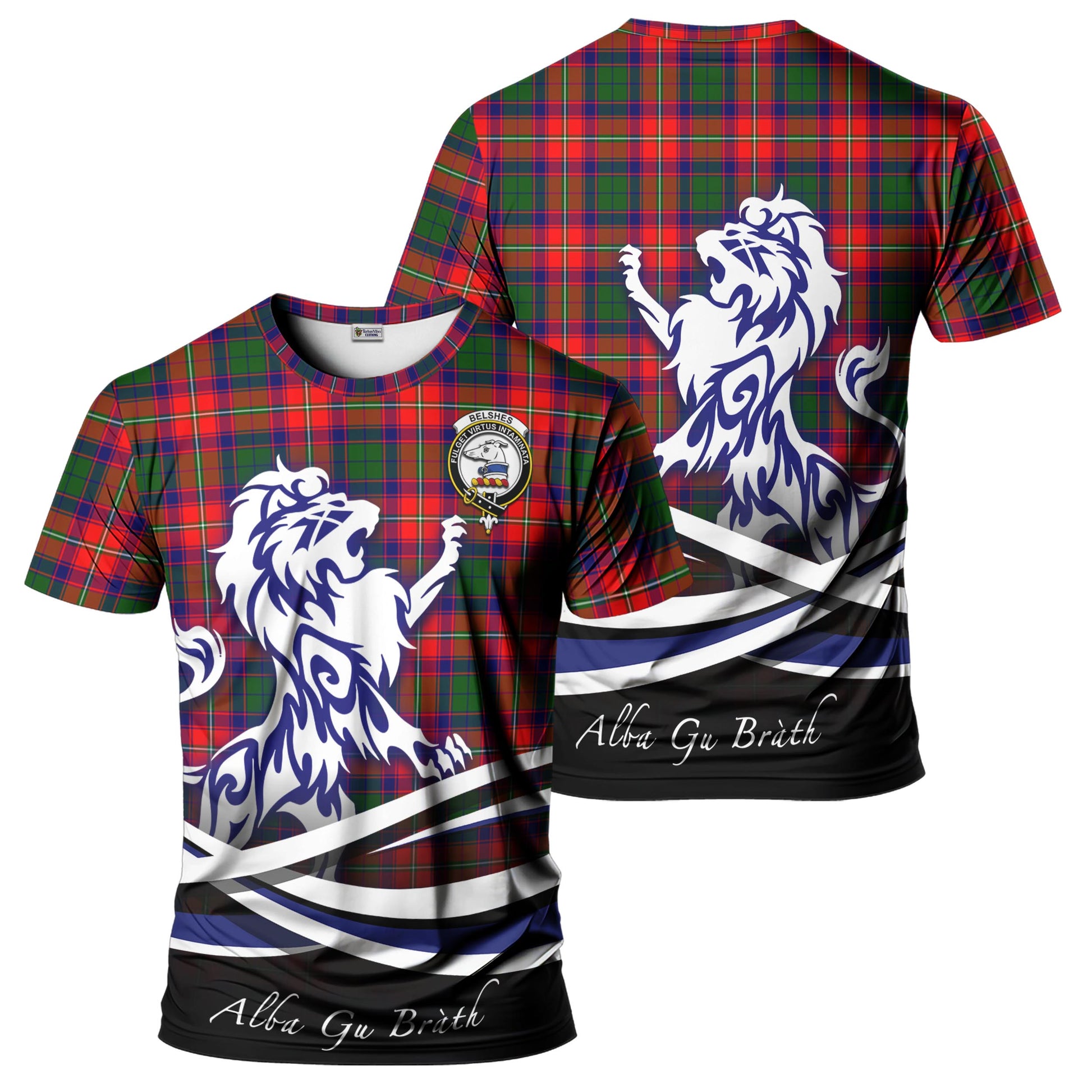 Belshes Tartan T-Shirt with Alba Gu Brath Regal Lion Emblem - Tartan Vibes Clothing