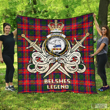 Belshes Tartan Quilt with Clan Crest and the Golden Sword of Courageous Legacy - Tartan Vibes Clothing