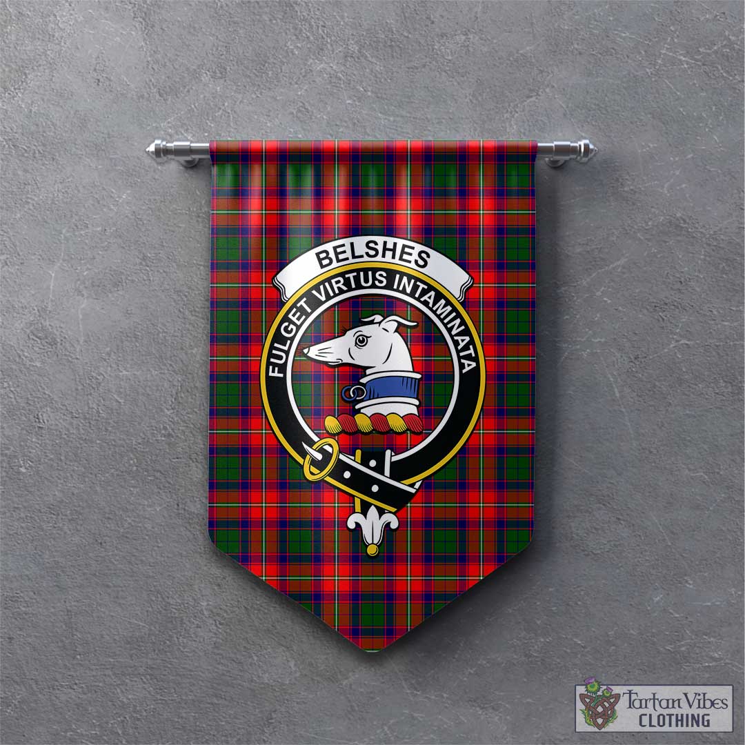 Belshes Tartan Gonfalon, Tartan Banner with Family Crest - Tartan Vibes Clothing