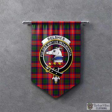 Belshes Tartan Gonfalon, Tartan Banner with Family Crest - Tartan Vibes Clothing