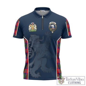 Belshes Tartan Zipper Polo Shirt with Family Crest and Lion Rampant Vibes Sport Style
