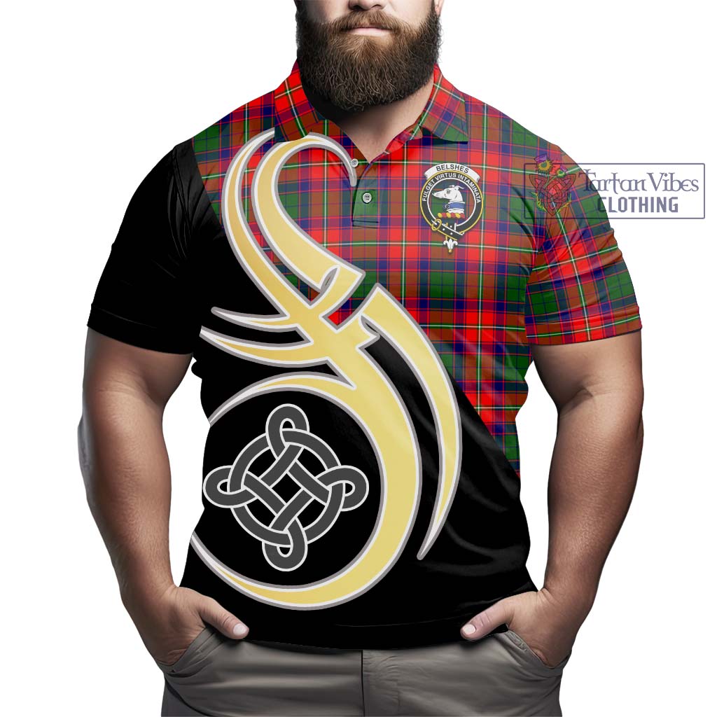 Belshes Tartan Polo Shirt with Family Crest and Celtic Symbol Style - Tartan Vibes Clothing