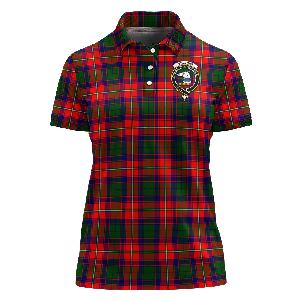 Belshes Tartan Polo Shirt with Family Crest For Women - Tartanvibesclothing