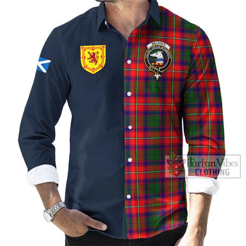 Tartan Vibes Clothing Belshes Tartan Long Sleeve Button Shirt with Scottish Lion Royal Arm Half Style