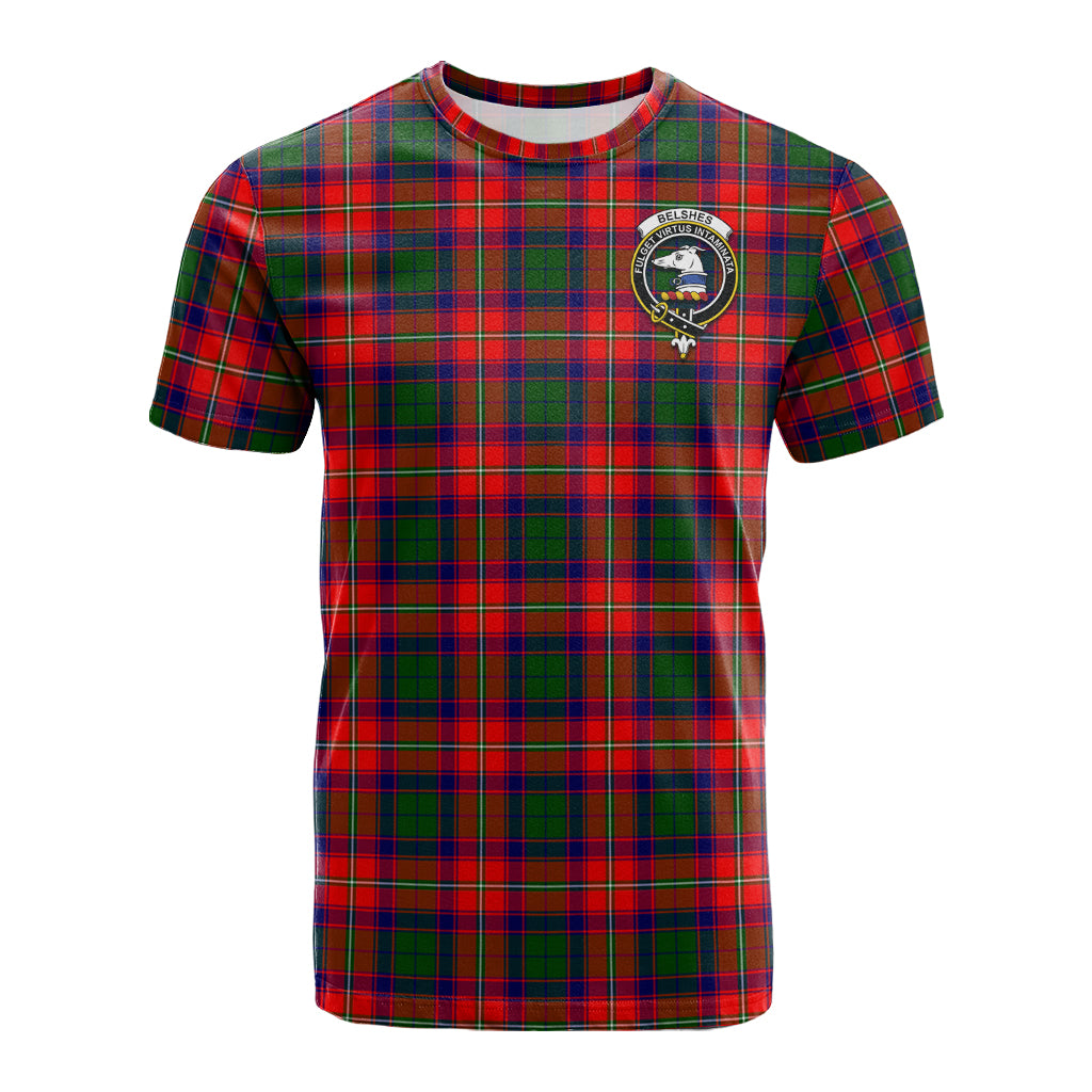 Belshes Tartan T-Shirt with Family Crest - Tartanvibesclothing