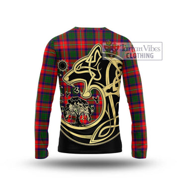 Belshes Tartan Long Sleeve T-Shirt with Family Crest Celtic Wolf Style - Tartan Vibes Clothing