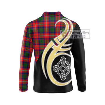 Belshes Tartan Long Sleeve Polo Shirt with Family Crest and Celtic Symbol Style - Tartan Vibes Clothing