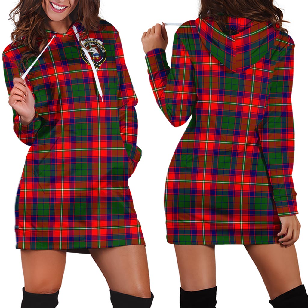 Belshes Tartan Hoodie Dress with Family Crest - Tartan Vibes Clothing
