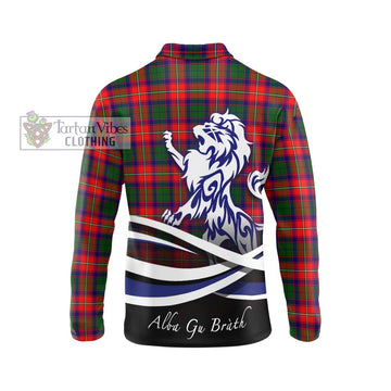 Belshes Tartan Long Sleeve Polo Shirt with Alba Gu Brath Regal Lion Emblem - Tartan Vibes Clothing