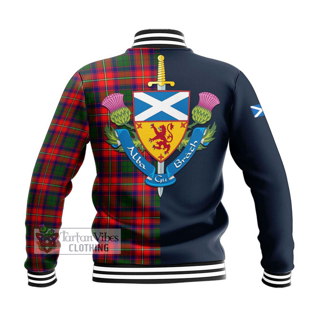 Belshes Tartan Baseball Jacket Alba with Scottish Lion Royal Arm Half Style - Tartan Vibes Clothing