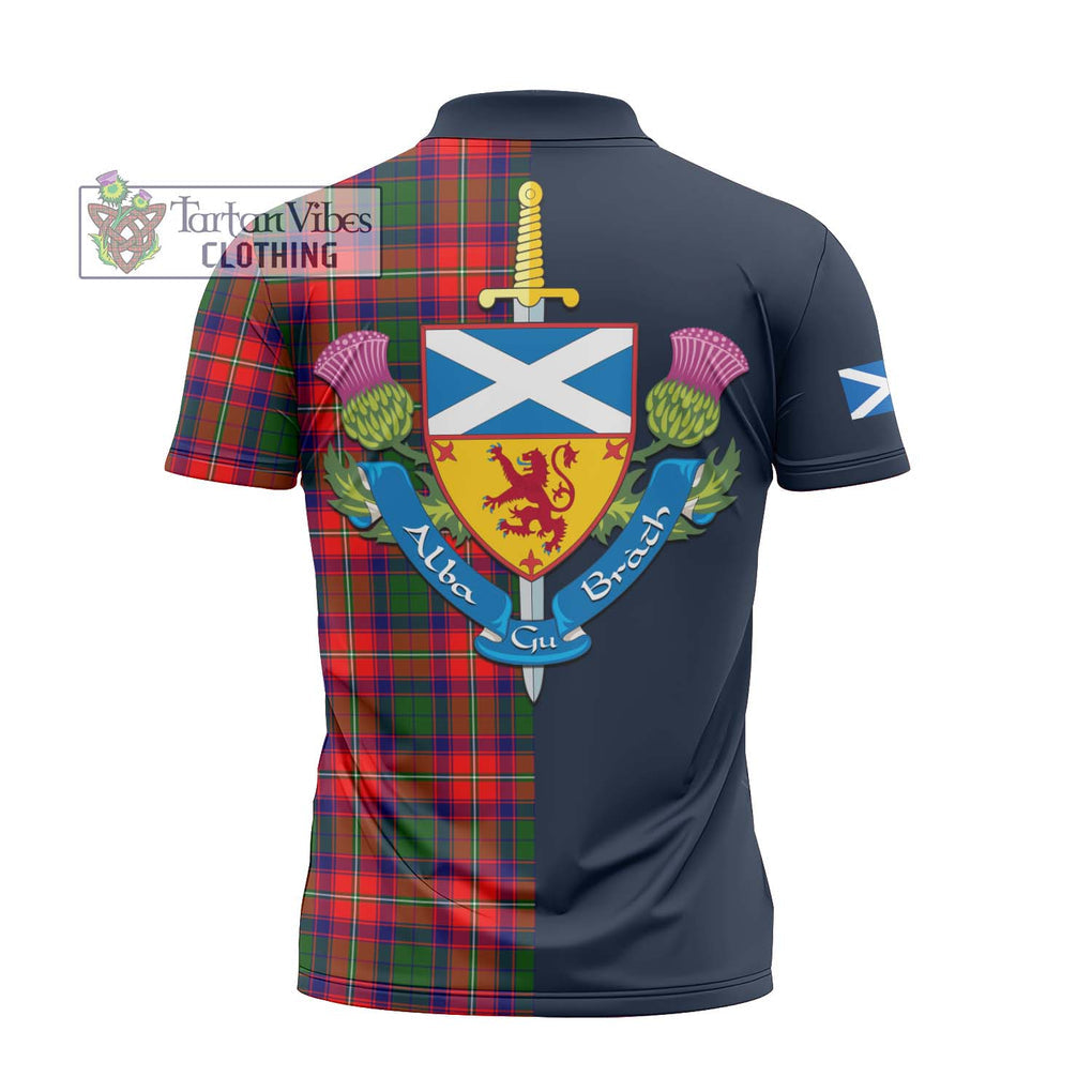 Belshes Tartan Zipper Polo Shirt Alba with Scottish Lion Royal Arm Half Style - Tartan Vibes Clothing