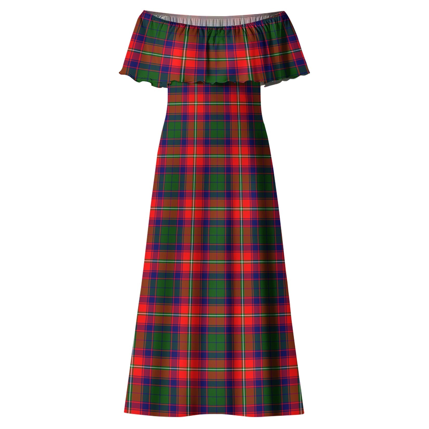 Belshes Tartan Off Shoulder Long Dress - Tartan Vibes Clothing