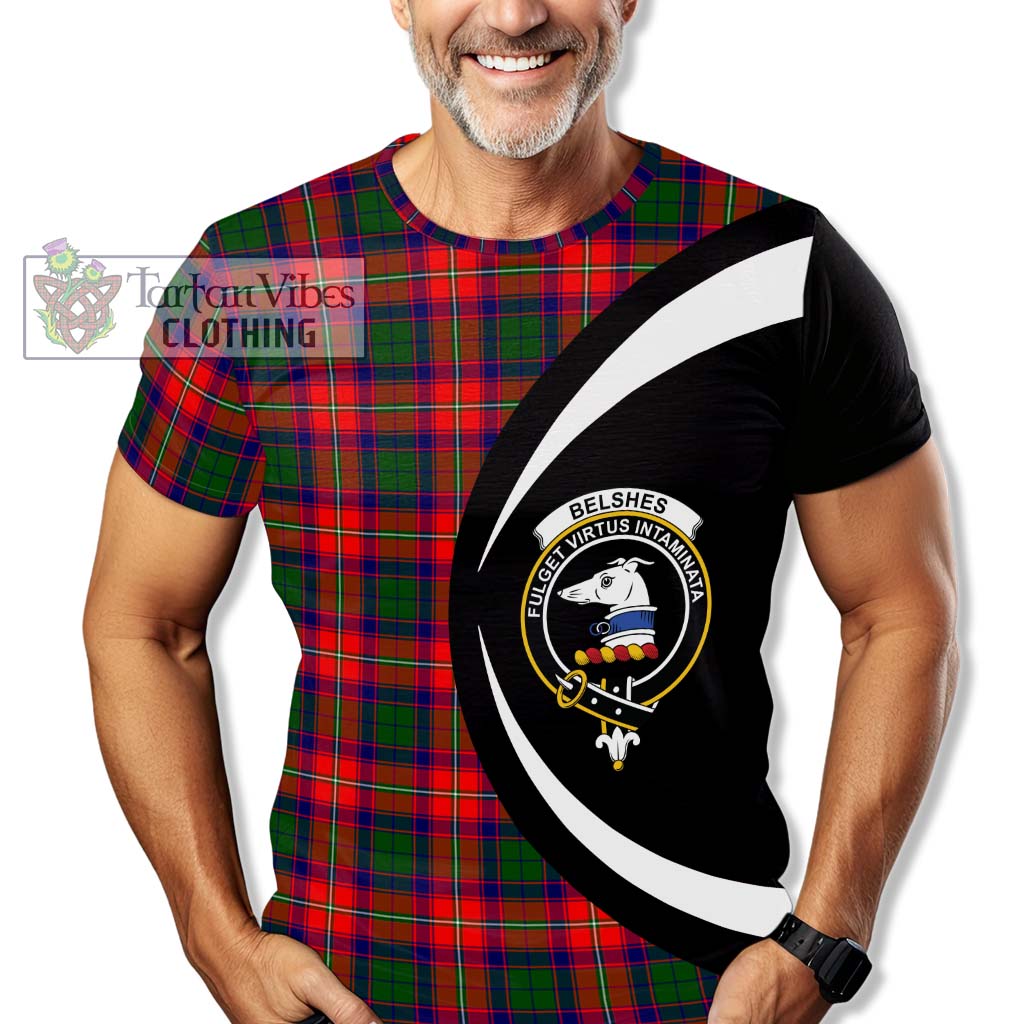 Belshes Tartan T-Shirt with Family Crest Circle Style - Tartan Vibes Clothing