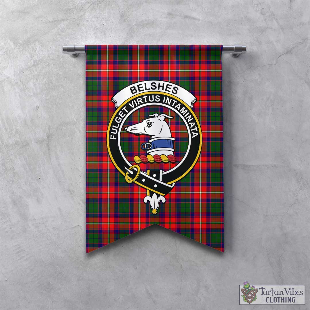 Belshes Tartan Gonfalon, Tartan Banner with Family Crest - Tartan Vibes Clothing