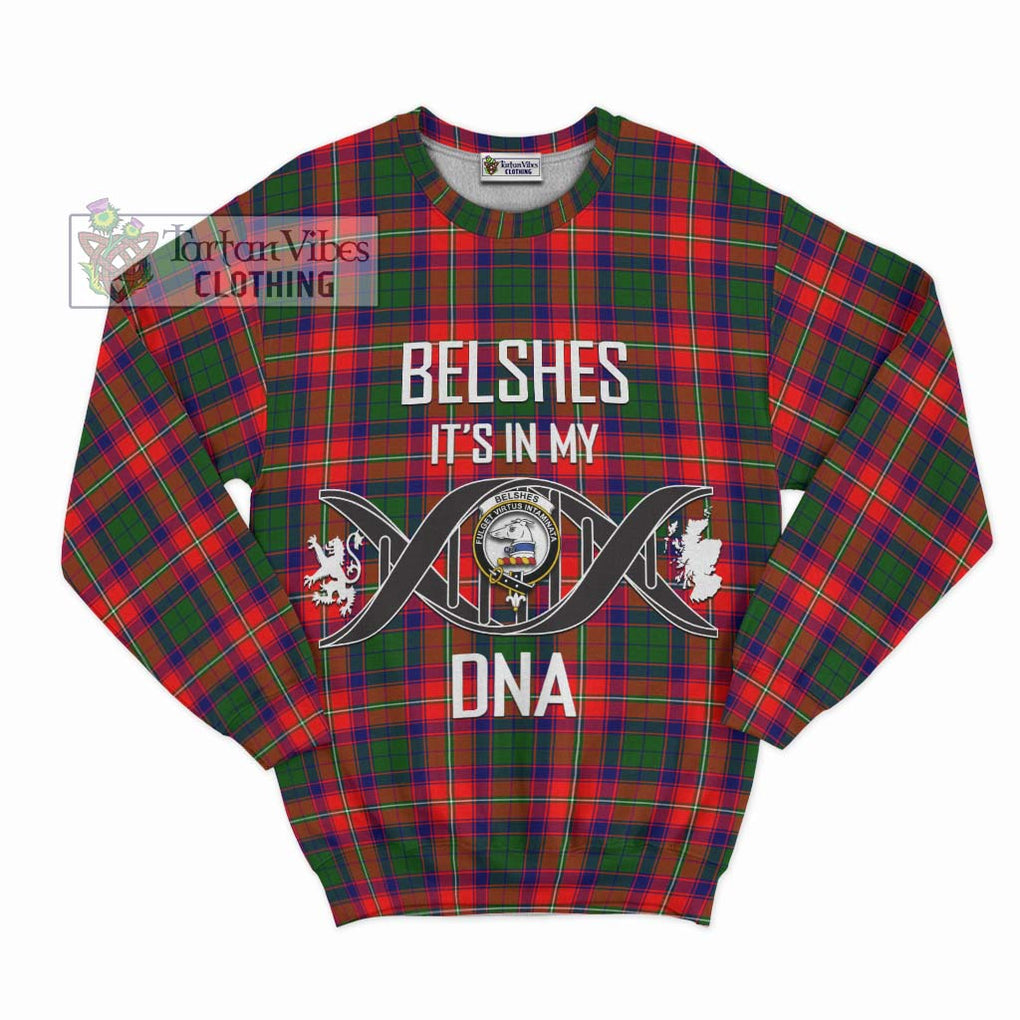Belshes Tartan Sweatshirt with Family Crest DNA In Me Style - Tartan Vibes Clothing