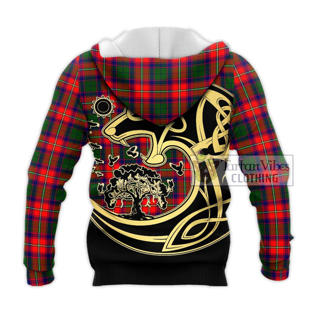 Belshes Tartan Knitted Hoodie with Family Crest Celtic Wolf Style - Tartan Vibes Clothing