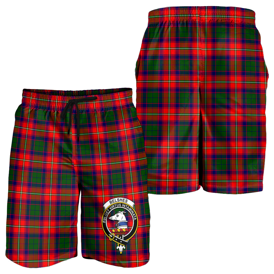 Belshes Tartan Mens Shorts with Family Crest - Tartan Vibes Clothing