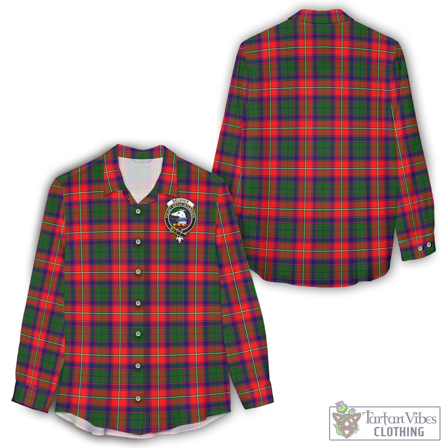 Belshes Tartan Women's Casual Shirt with Family Crest - Tartan Vibes Clothing
