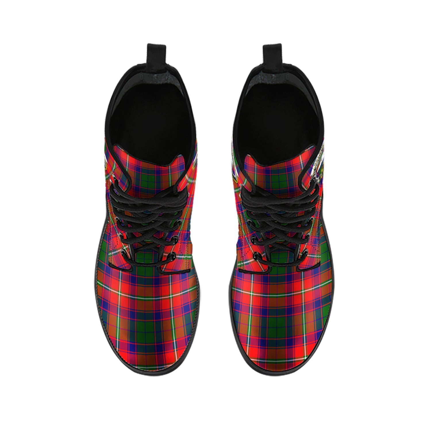 Belshes Tartan Leather Boots with Family Crest - Tartan Vibes Clothing