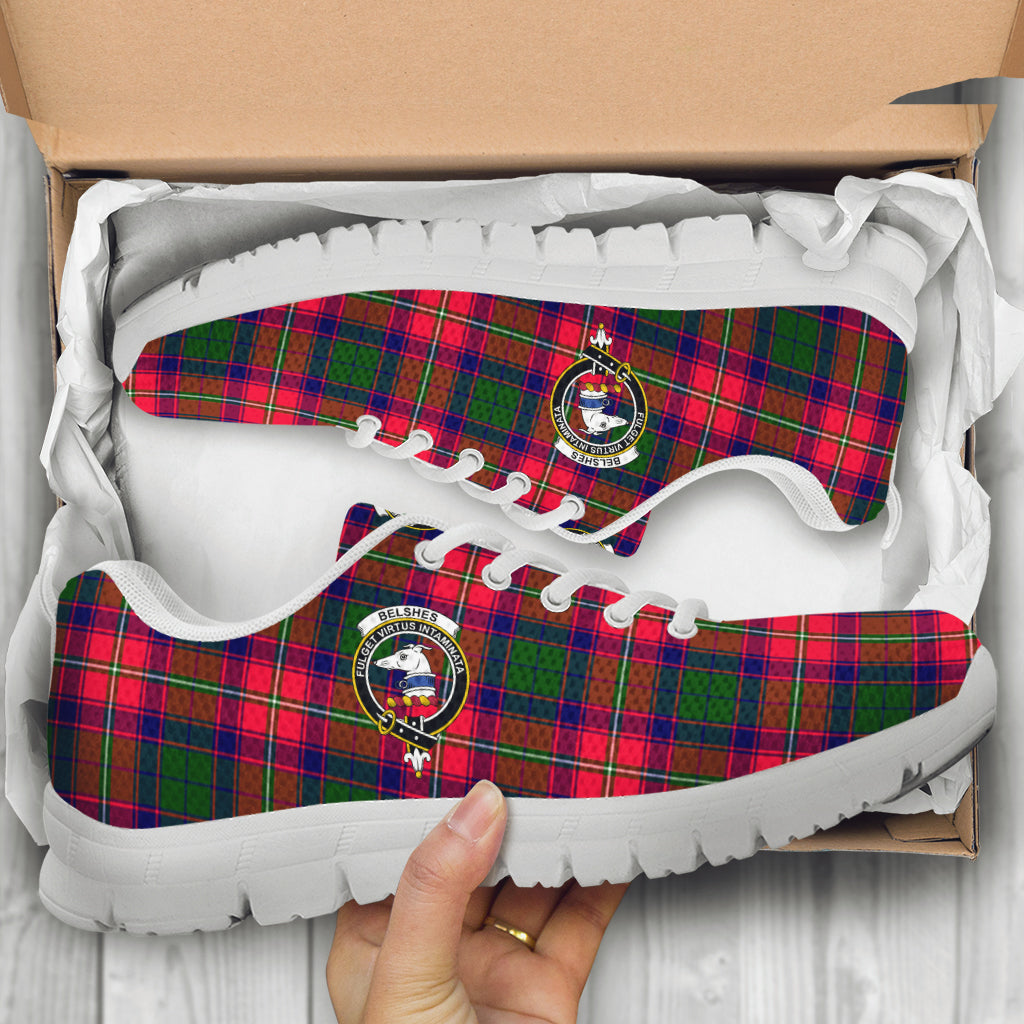 Belshes Tartan Sneakers with Family Crest - Tartan Vibes Clothing