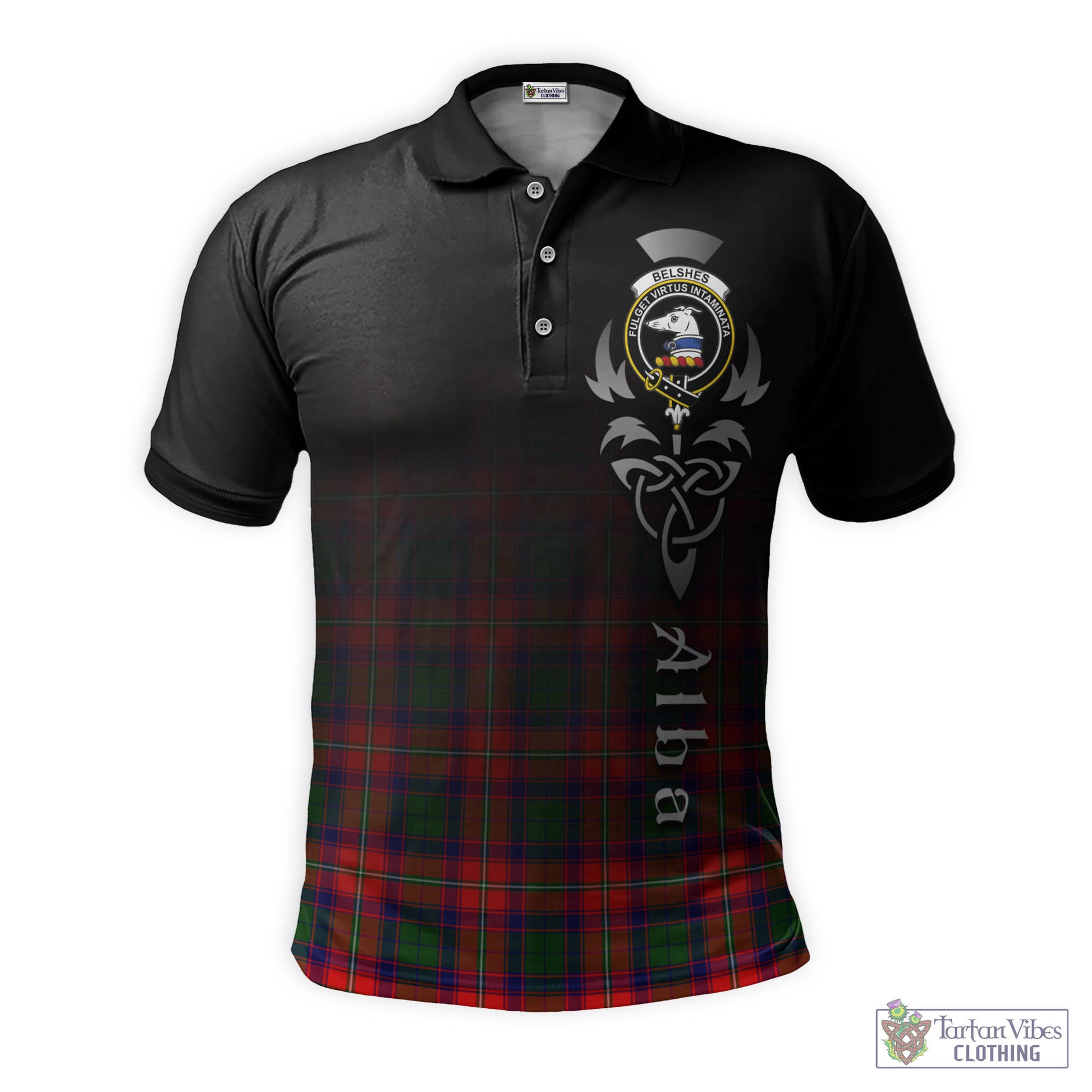 Tartan Vibes Clothing Belshes Tartan Polo Shirt Featuring Alba Gu Brath Family Crest Celtic Inspired