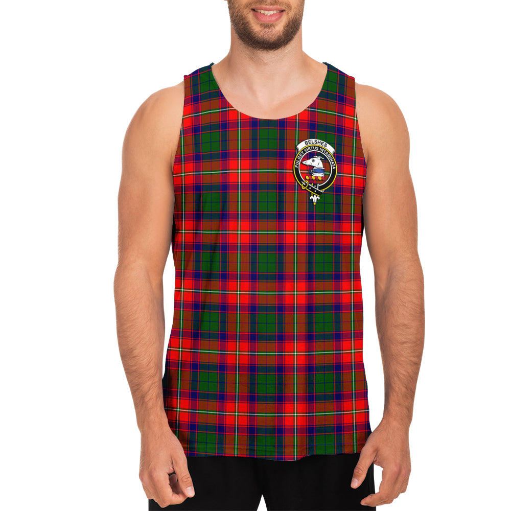 Belshes Tartan Mens Tank Top with Family Crest - Tartan Vibes Clothing