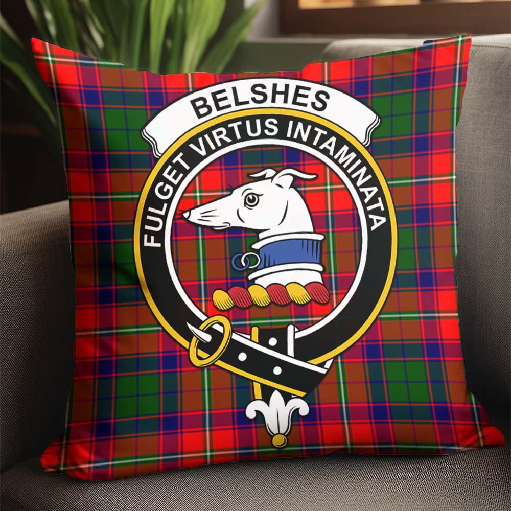 Belshes Tartan Pillow Cover with Family Crest - Tartan Vibes Clothing