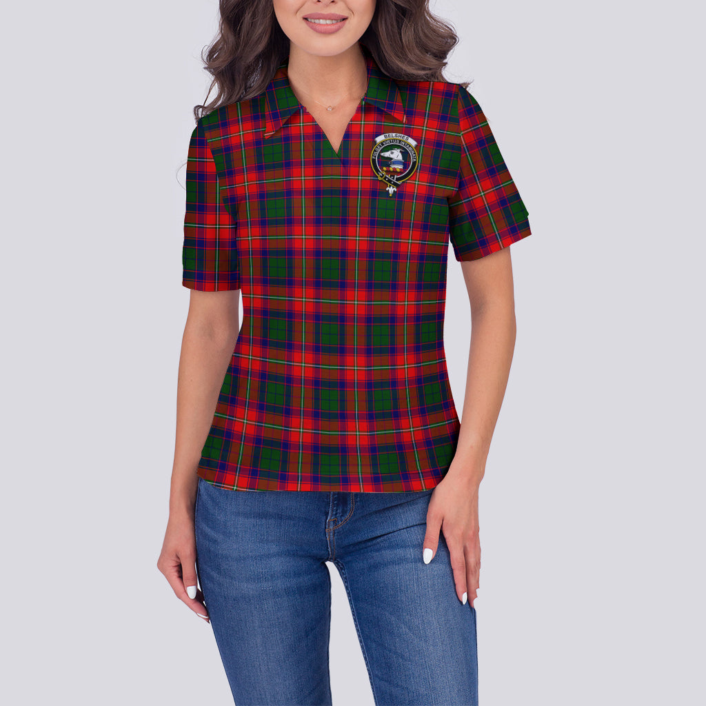 Belshes Tartan Polo Shirt with Family Crest For Women - Tartanvibesclothing