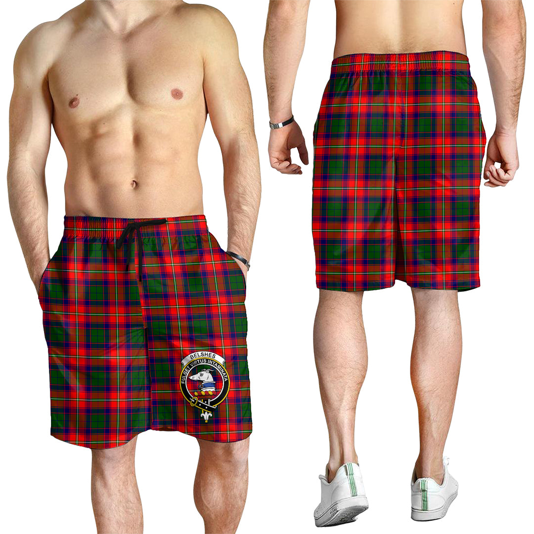 Belshes Tartan Mens Shorts with Family Crest - Tartan Vibes Clothing
