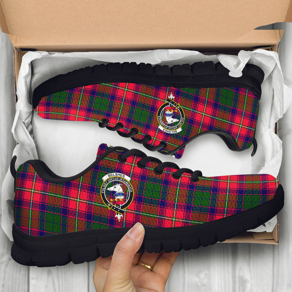 Belshes Tartan Sneakers with Family Crest - Tartan Vibes Clothing
