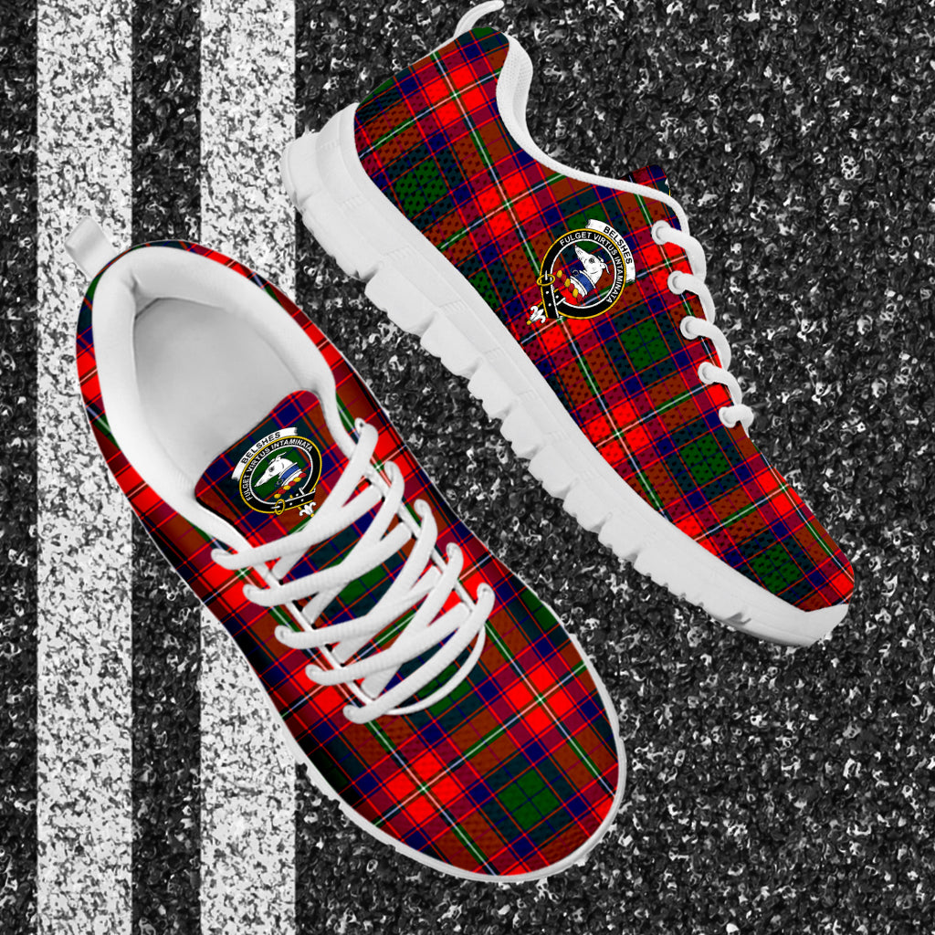 Belshes Tartan Sneakers with Family Crest - Tartan Vibes Clothing
