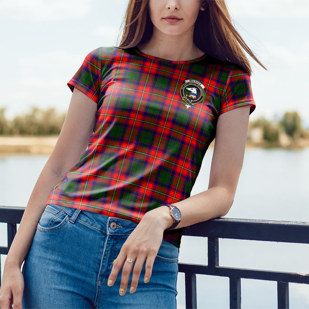 Belshes Tartan T-Shirt with Family Crest - Tartanvibesclothing