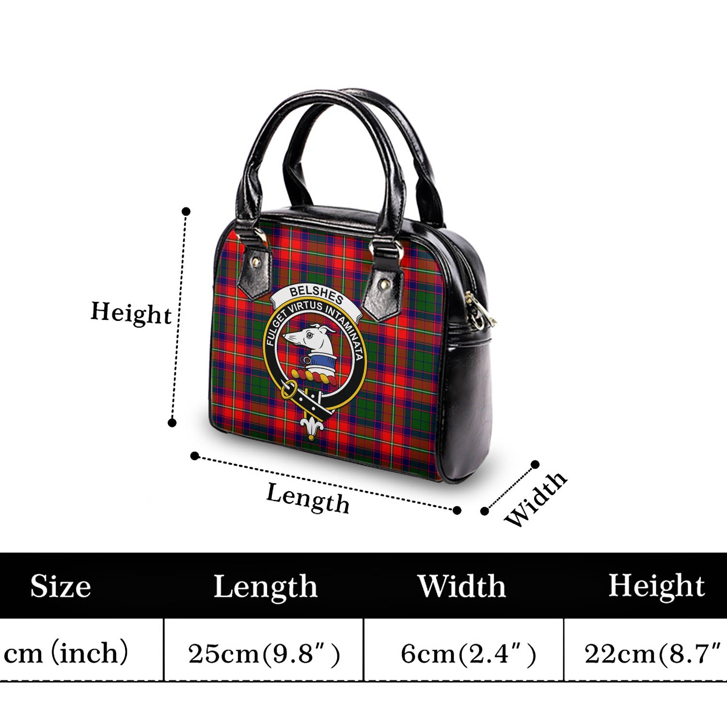 Belshes Tartan Shoulder Handbags with Family Crest - Tartan Vibes Clothing