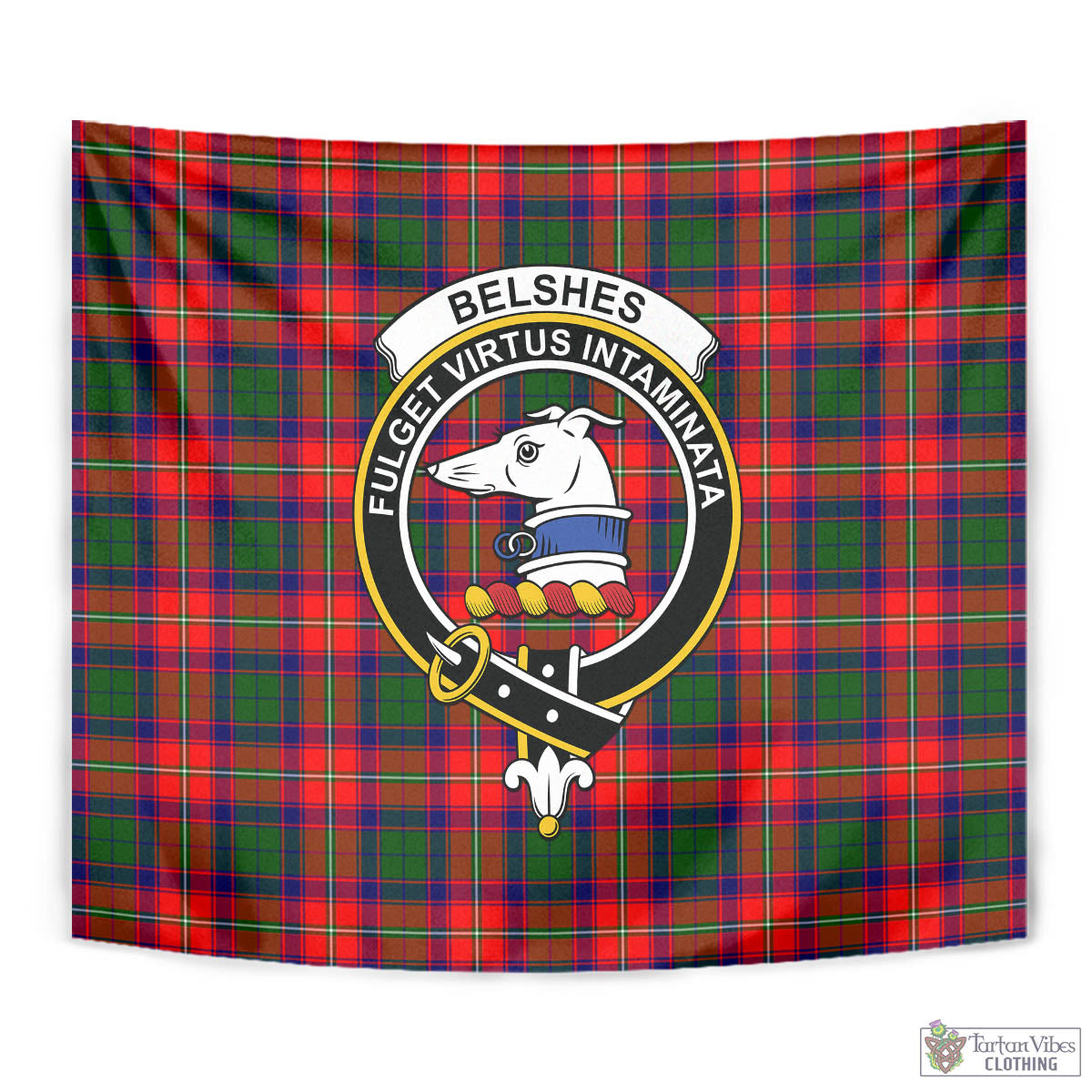Tartan Vibes Clothing Belshes Tartan Tapestry Wall Hanging and Home Decor for Room with Family Crest